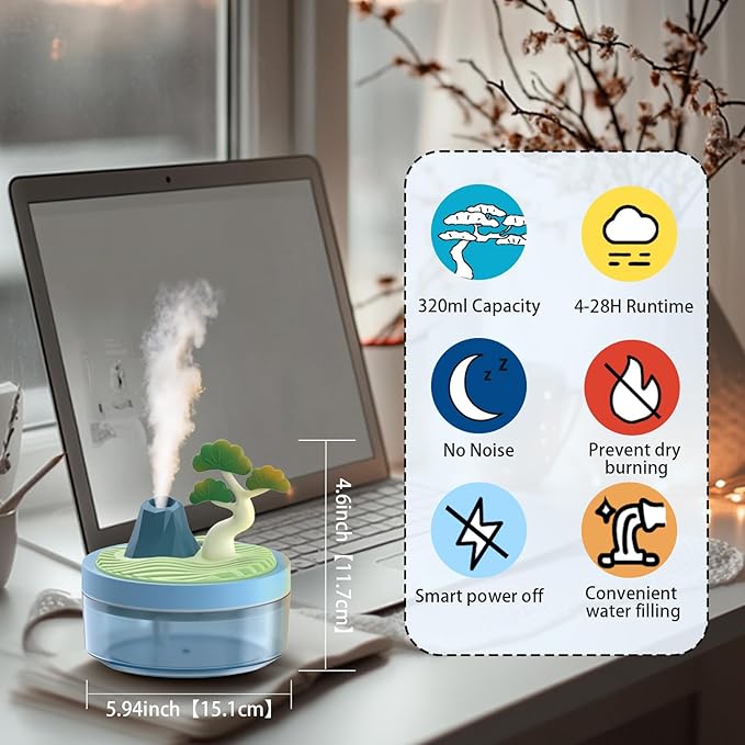 Cute Mini Humidifier 320mL Cool Mist Humidifie mute - Image 2