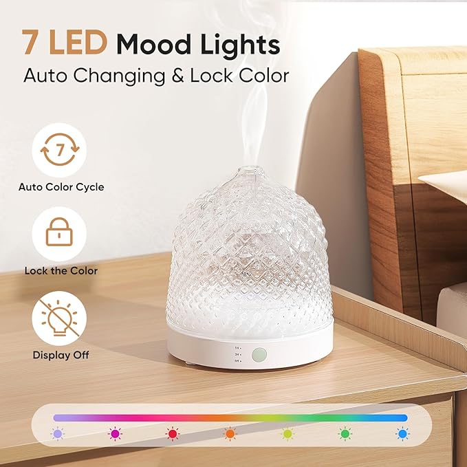 Glass Essential Oil Diffuser, 200ml Ultrasonic Aroma Diffusers - Image 5