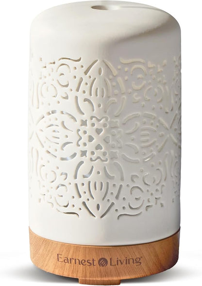 Earnest Living Essential Oil Diffuser White Ceramic Diffuser 100 ml Timers by EarnestLiving