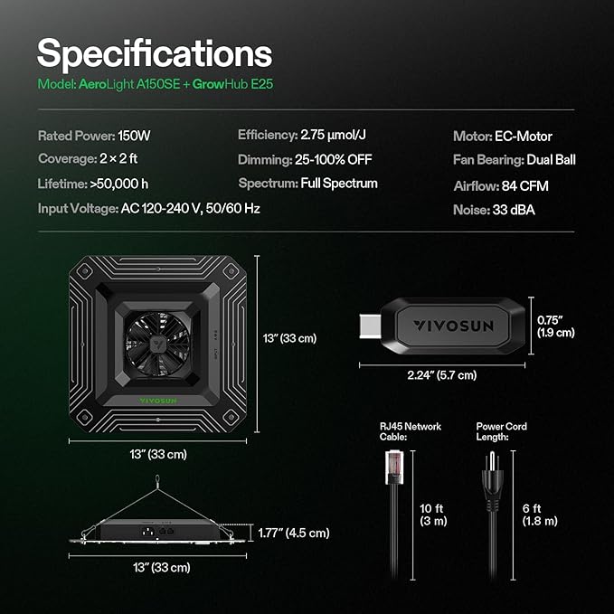 VIVOSUN AeroLight A150SE, LED Grow Light 150W - Image 6