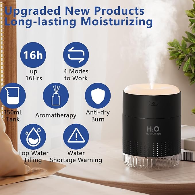 SZO Portable Mini Humidifier, 500ML USB Personal Cool Mist Humidifiers - Image 3
