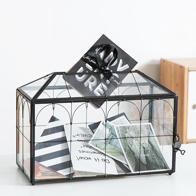 Wedding Card Box with Slot, 12.6'' Large Glass Card Boxes by Unknown