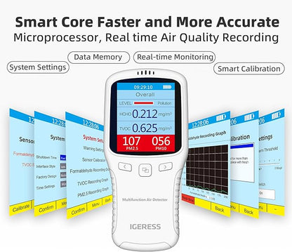 Air Quality Monitor Indoor, 8 in 1 Formaldehyde Detector, voc Meter, Detect - Image 2