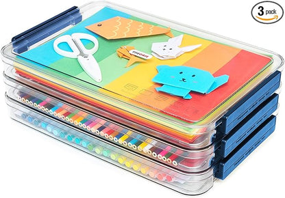 Clear Portable Slim Project Case 9 X 13 Plastic Storage File Box by CATOOMUU