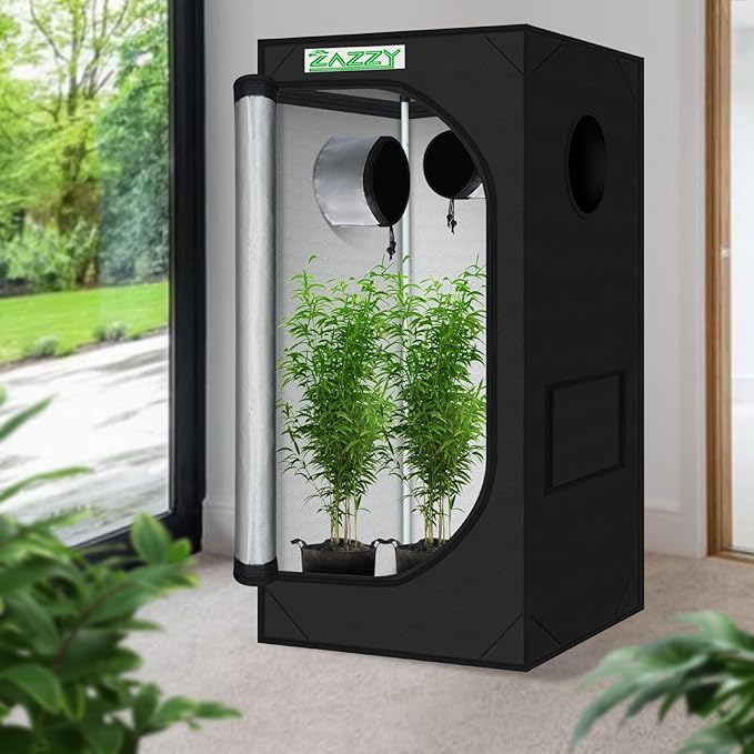 zazzy 2x2 Grow Tent 24"x24"x48"600D Mylar Hydroponic Indoor Plant Grow Tents - Image 2