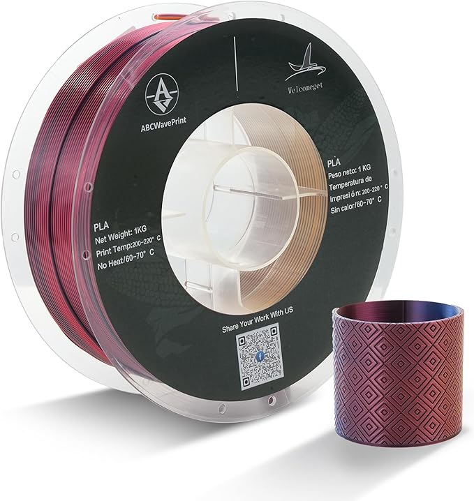 PLA 3D Printer Filament, Triple Color Silk PLA Filament, Dimensional Accuracy by ABCWavePrint