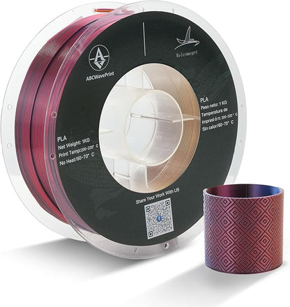 PLA 3D Printer Filament, Triple Color Silk PLA Filament, Dimensional Accuracy by ABCWavePrint