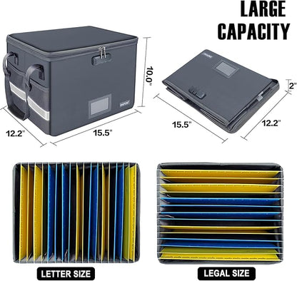 ENGPOW File Box with Lock, Fireproof Document Box with Pockets, Collapsible - Image 5