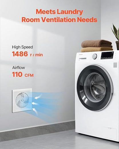 VEVOR Through-the-Wall Ventilation Fan， White Grille, 110 CFM, 6.8" Diameter - Image 5