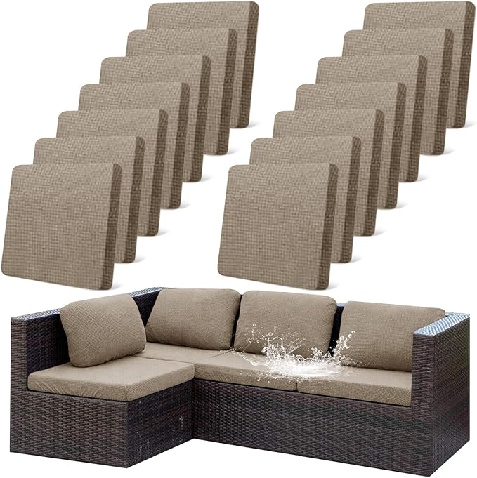 14Pcs Outdoor Stretch Cushion Covers, Waterproof Outdoor Chair Cushion Covers by CALBODE