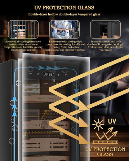 Electric Cigar Humidor Cabinet up to 600 Cigars, Temperature & Humidity Control - Image 5