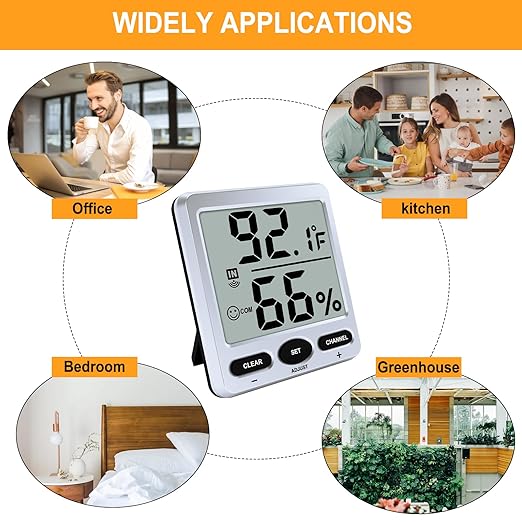 Urageuxy Hygrometer Thermometer Room Thermometer Indoor - Image 7