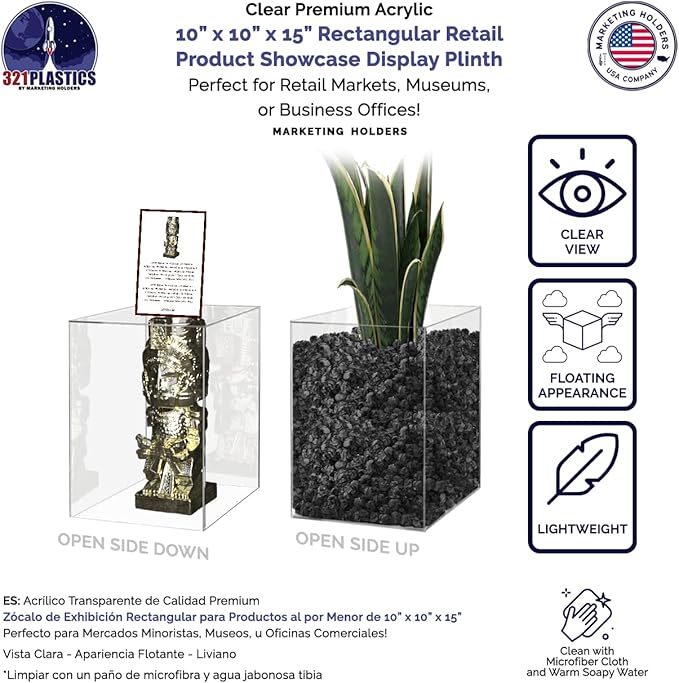 Acrylic Display Case for Collectibles 10" x 10" x 15" No Assembly Box for - Image 2