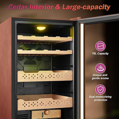 Electric Humidor with Leather-70L Cooling & Heating Humidor, Smart Touch - Image 3