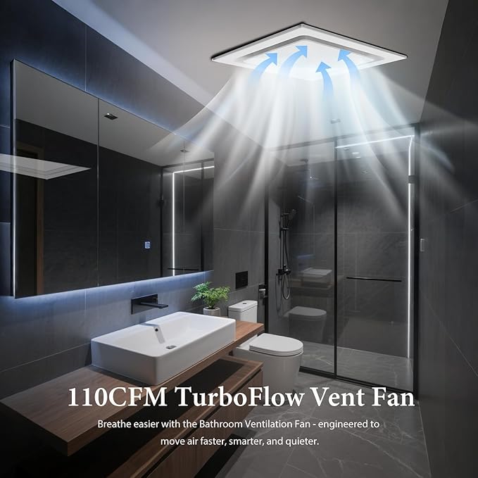 Bathroom Exhaust Fan 10" Panel Ultra Quiet without Light（8x8 Mount） - Image 3
