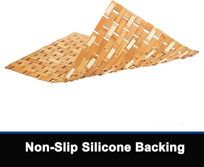 Bambo Bath Mat Bathroom Rugs Floor Wood Shower Bathtub Waterproof Non Slip - Image 5