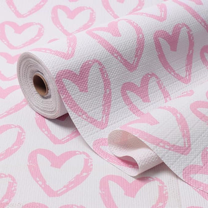 Pink Heart Shelf and Drawer Liner by Amiitay