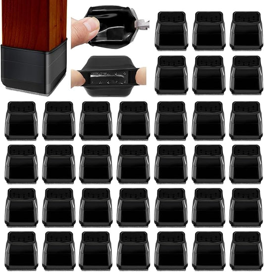 36Pcs Black Square Chair Leg Floor Protectors, High Elastic Felt Furniture Pads by Joeyrras