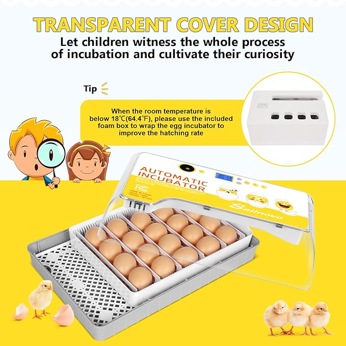 Sailnovo Egg Incubator, 20-60 Eggs Fully Automatic Poultry Hatcher Machine - Image 5