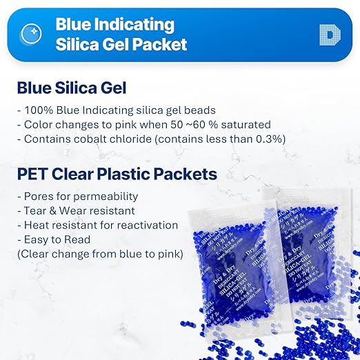 Dry & Dry 10 Gram Blue Indicating Silica Gel Packets Desiccants Silica Gel - Image 2