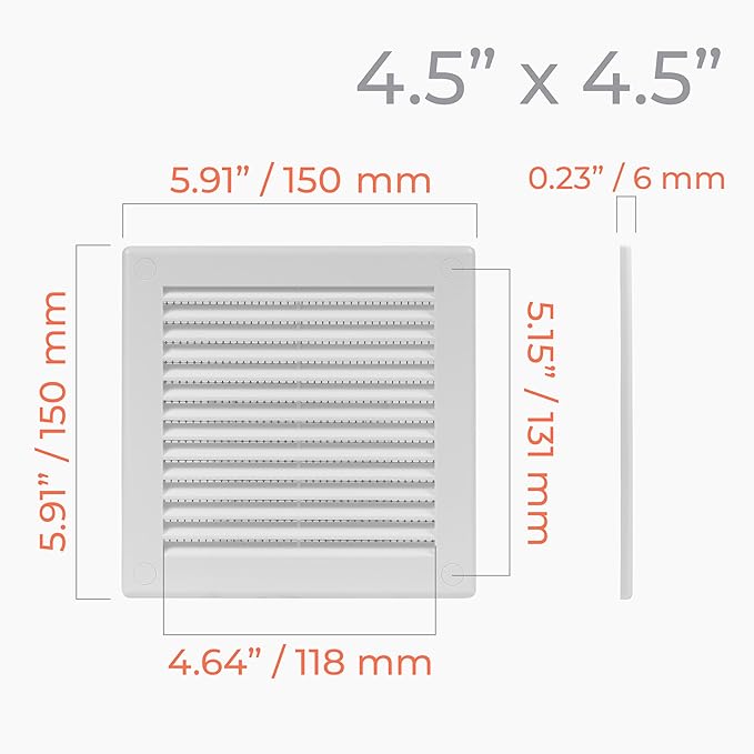 6" x 6" Square Air Vent Cover – White Plastic Vent Deflector - Image 4