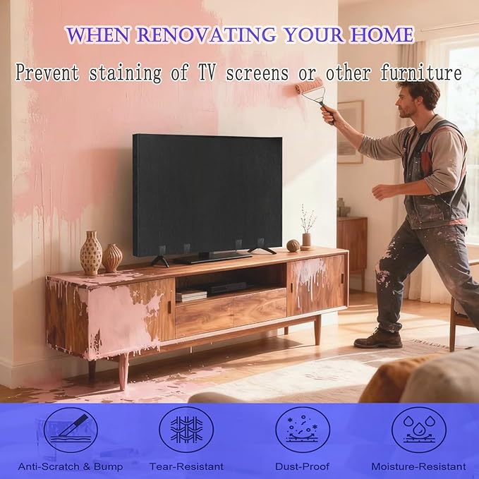 60"-65" Thicken TV Cover Moving Dust Anti-Scratch TV Screen Cover Fits - Image 5