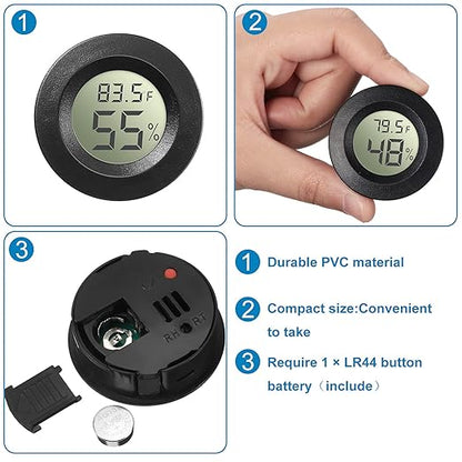 Weewooday 8 Pcs Mini Hygrometer Thermometer Round Digital Humidity Gauge - Image 5