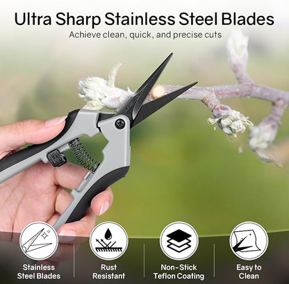 6.5" Ultra Sharp Pruning Shears, Ergonomic Grip, Rust Resistant, Safety Lock - Image 3