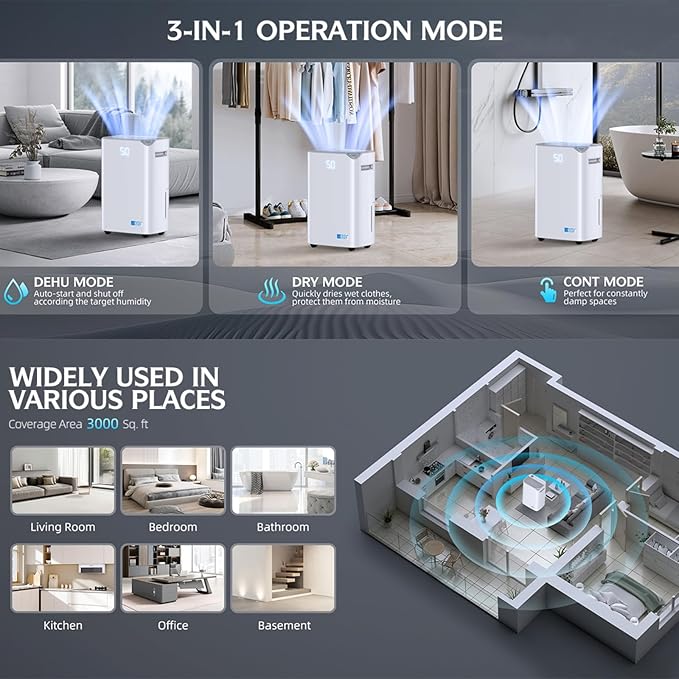 3000 Sq.Ft Wi-Fi Dehumidifiers for Home, 34 Pints Energy Star Certified Smart - Image 7