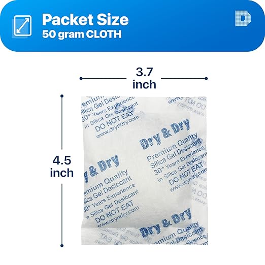 Dry & Dry 50 Gram Silica Gel Packets Desiccants, Silica Packets - Image 6