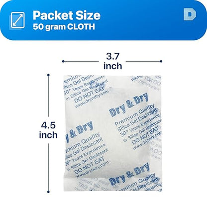 Dry & Dry 50 Gram Silica Gel Packets Desiccants, Silica Packets - Image 6