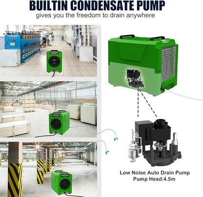 Mounto 150 Pints Compact Commercial Dehumidifier, LGR Technology, Built-in Pump - Image 4