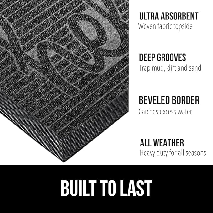 GORILLA GRIP 100% Waterproof All-Season WeatherMax Doormat, US Designed Natural - Image 3