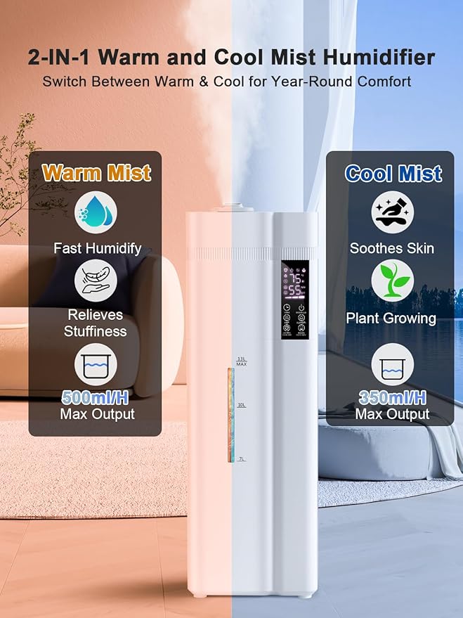 13L/3.4Gal Humidifiers for Bedroom, Ultrasonic Warm & Cool Mist Humidifier - Image 2
