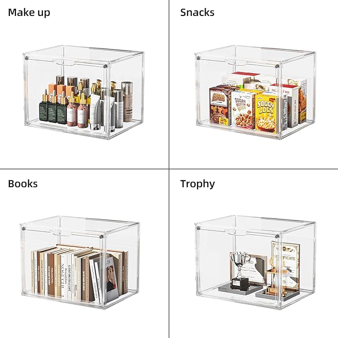 Clear Acrylic Display Case, Large Stackable Storage Bins Magnetic Attraction - Image 4