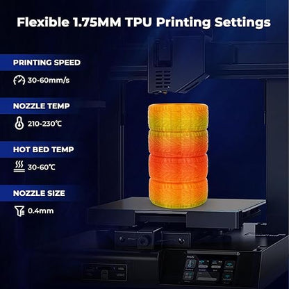 AMOLEN TPU 3D Printer Filament Bundle, Transparent Multicolor Rainbow TPU 1.75mm - Image 6