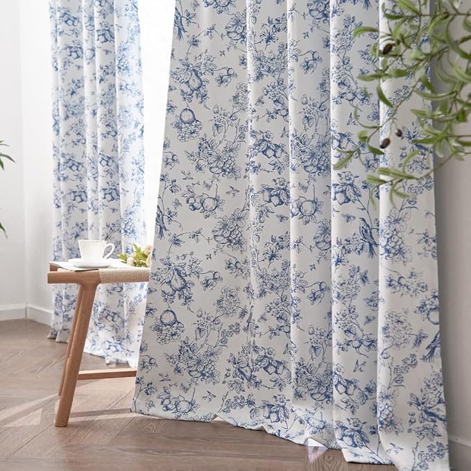 jinchan Pinch Pleated 95% Blackout Floral Curtains, Printed Flower Room - Image 7