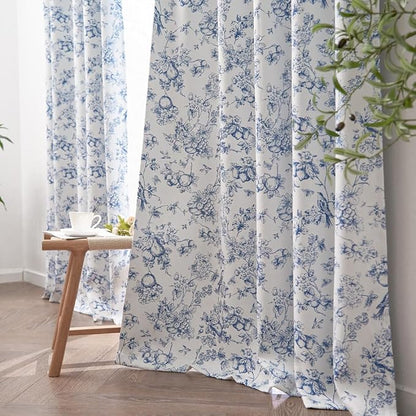 jinchan 95% Blackout Floral Curtains 63 Inch Length, Printed Flower Blue - Image 8