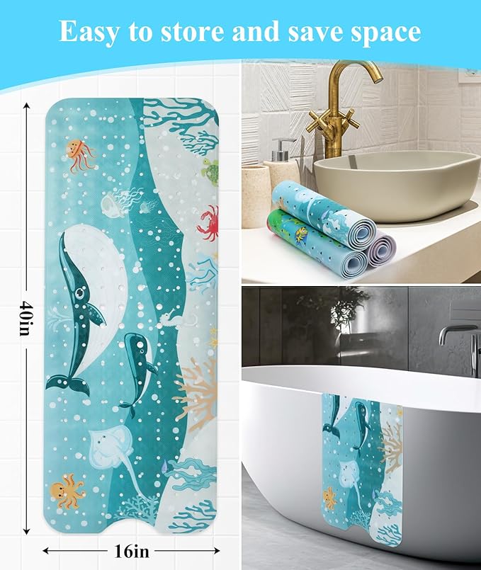Bath Mat for Tub Non Slip, Machine Washable Anti-Slip Cartoon Baby Bathtub - Image 6