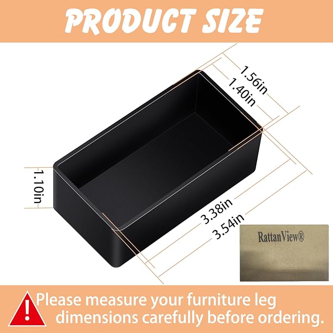 8pcs Rubber 2x4 Wood Post End Cap Rectangle Furniture Leg Caps Black Chair - Image 2
