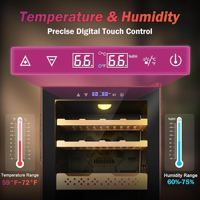 Electric Humidor with Leather-70L Cooling & Heating Humidor, Smart Touch - Image 2