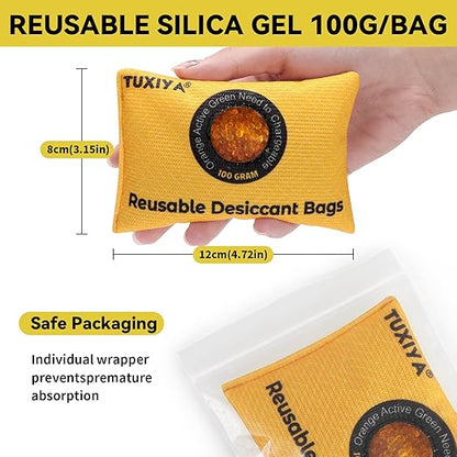 100g-12Pack Rechargeable Silica Gel Desiccant Packets, Color Indicating - Image 2