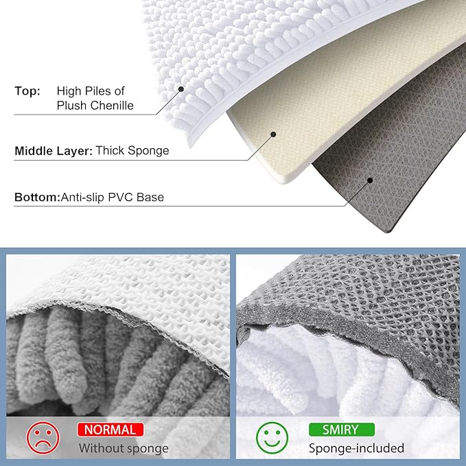 Smiry Luxury Chenille Bathroom Rugs 36x24, Extra Soft and Absorbent Shaggy Bath - Image 5