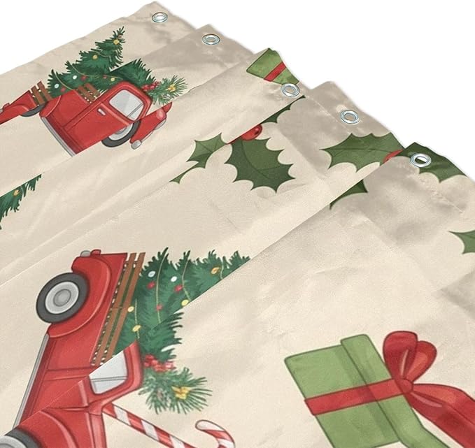 Car Christmas Tree Beige Shower Curtain Liner 72×72 inch - Image 3