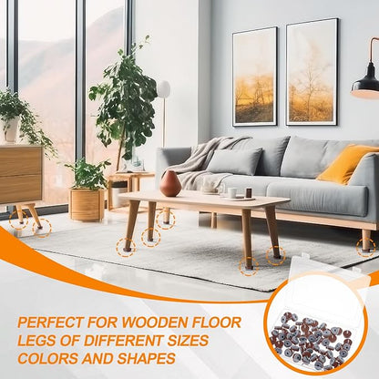60 Pcs Brown Screw on Furniture Felt Pads Kit, 0.8 Inch Non Slip Furniture Pads - Image 6