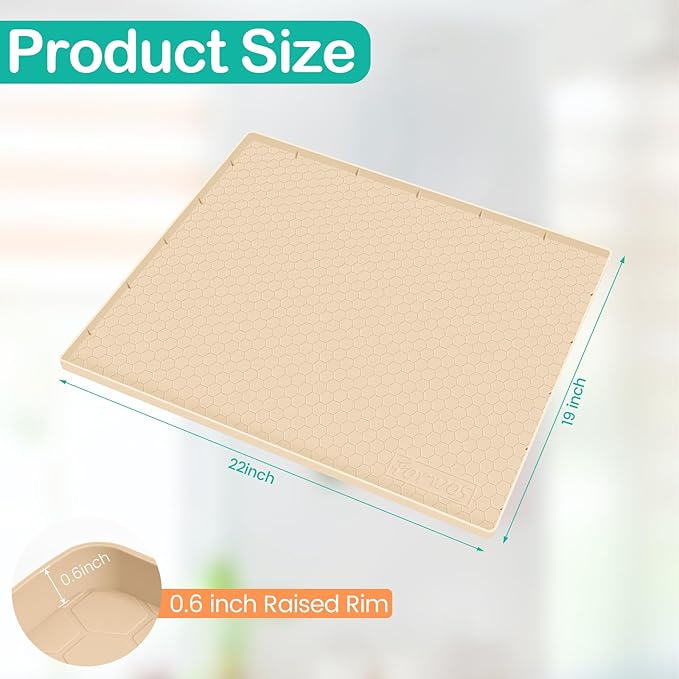 Waterproof Under Sink Mat 22" x 19", Silicone Cabinet Liner, Rubber Protector - Image 2