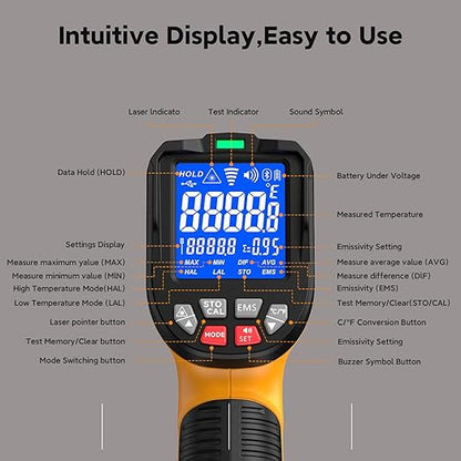 -58°F to 3992°F High-Temp Infrared Temperature Gun, Industrial Laser - Image 3