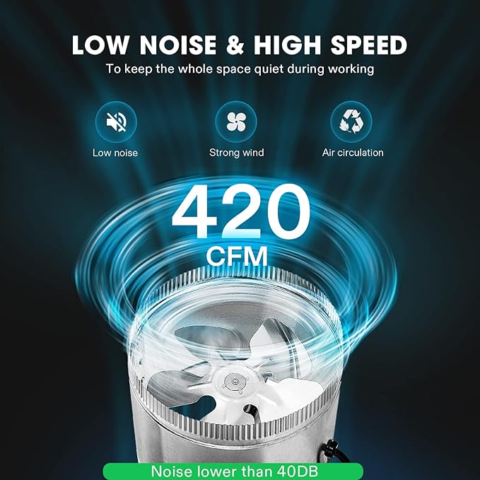 VIVOSUN 8 Inch Inline Duct Fan 420 CFM, HVAC Exhaust Ventilation Fan - Image 3