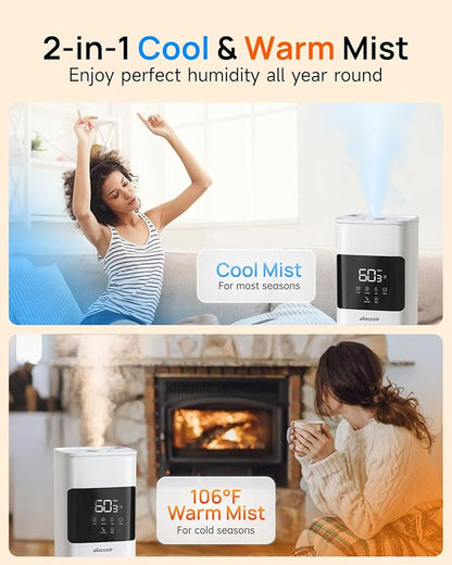 Warm & Cool Mist Humidifiers for Bedroom 500 sq ft, 2.1Gal/8L Top-Fill - Image 2