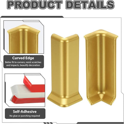 uxcell Self Adhesive Baseboard Corner Blocks, 4.07 Inch Wall Edge Corner - Image 4